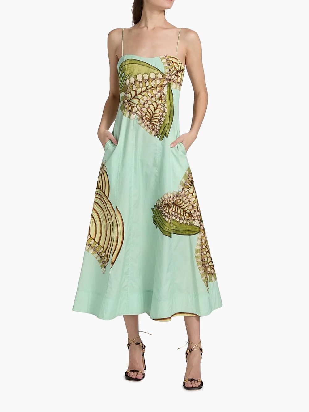 NWT Ulla Johnson x Anna Zemankova Vesela Printed Cami Midi Dress Water Blossom 6